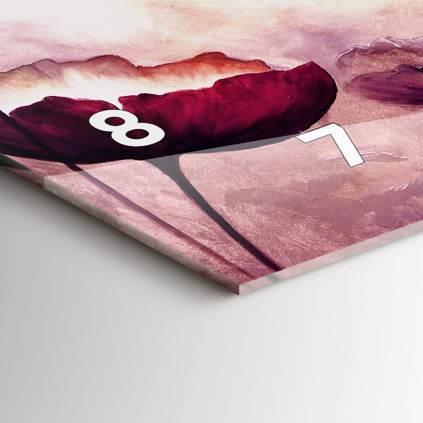 Horizontal wall clock Flowers Blooming Poppies