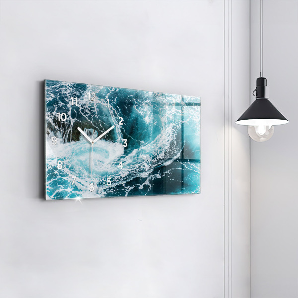Horizontal wall clock Swirling foamy waves