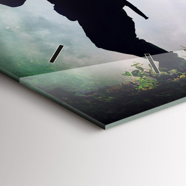 Horizontal wall clock Army in the forest soldiers