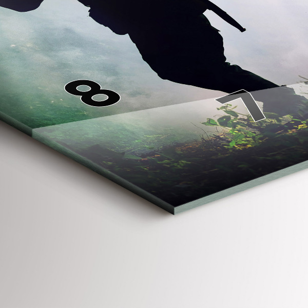 Horizontal wall clock Army in the forest soldiers