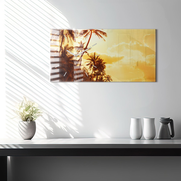 Horizontal wall clock Sunny palm trees