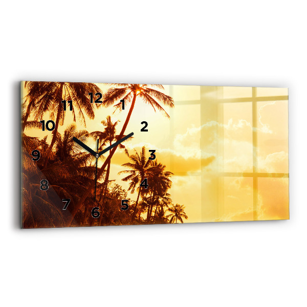 Horizontal wall clock Sunny palm trees