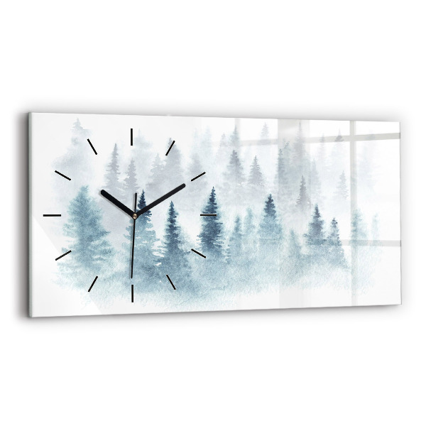 Horizontal wall clock Winter forest