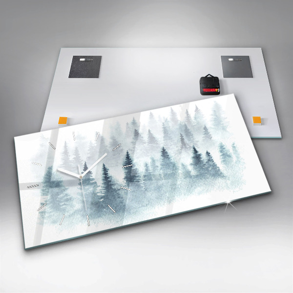 Horizontal wall clock Winter forest