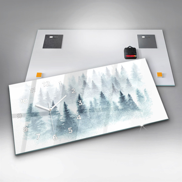 Horizontal wall clock Winter forest