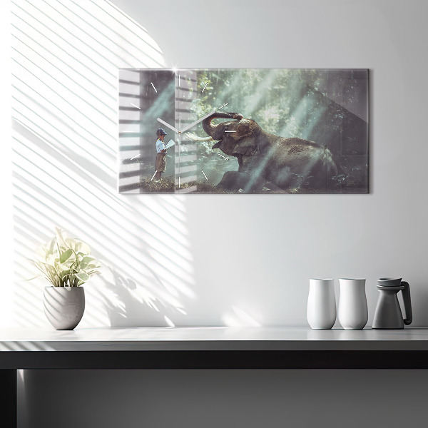 Horizontal wall clock A boy is reading a book