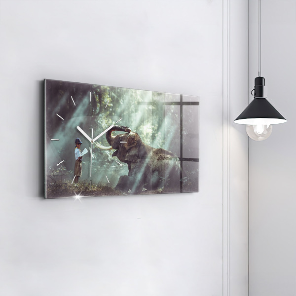 Horizontal wall clock A boy is reading a book