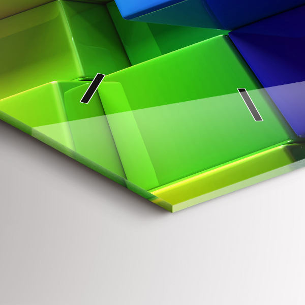 Horizontal wall clock Colored cubes