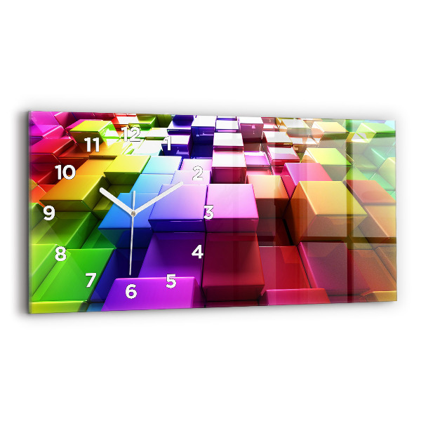 Horizontal wall clock Colored cubes