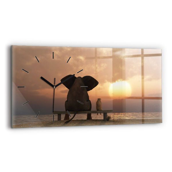 Horizontal wall clock Animals Sunset