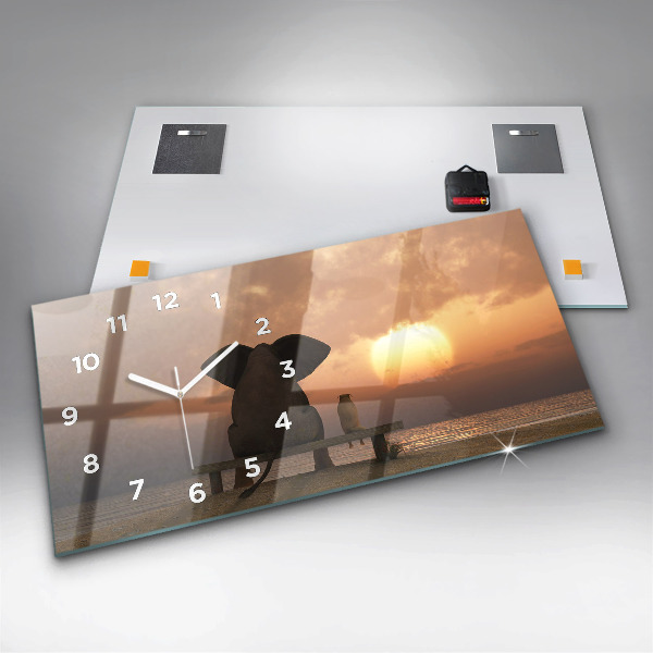 Horizontal wall clock Animals Sunset