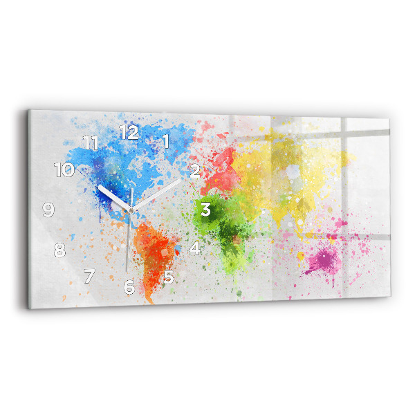 Horizontal wall clock World map on paper