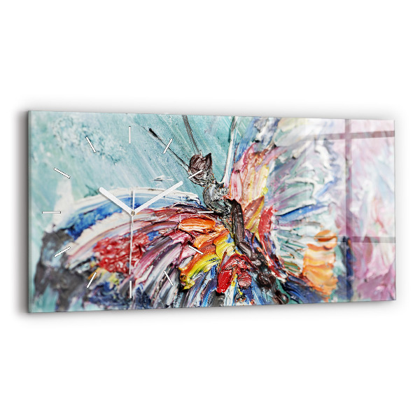 Horizontal wall clock Fragment of oil art