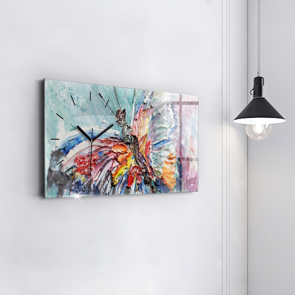 Horizontal wall clock Fragment of oil art