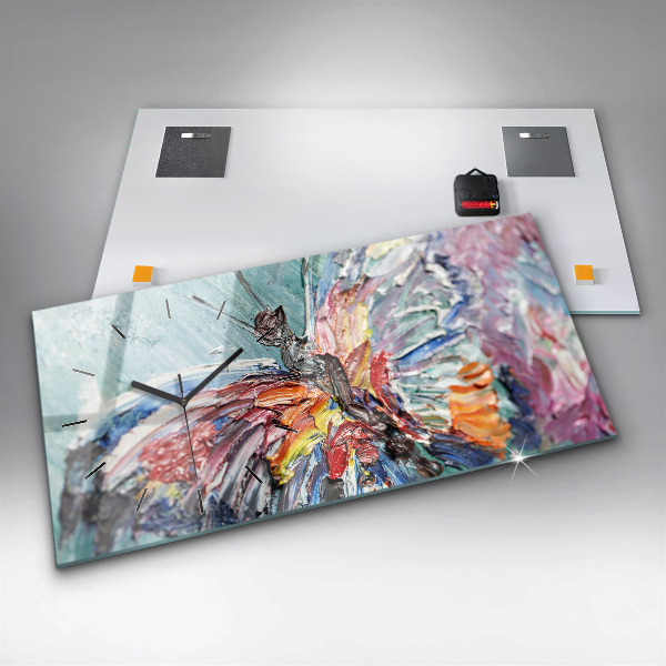 Horizontal wall clock Fragment of oil art