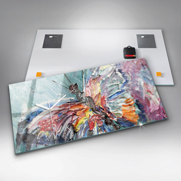 Horizontal wall clock Fragment of oil art