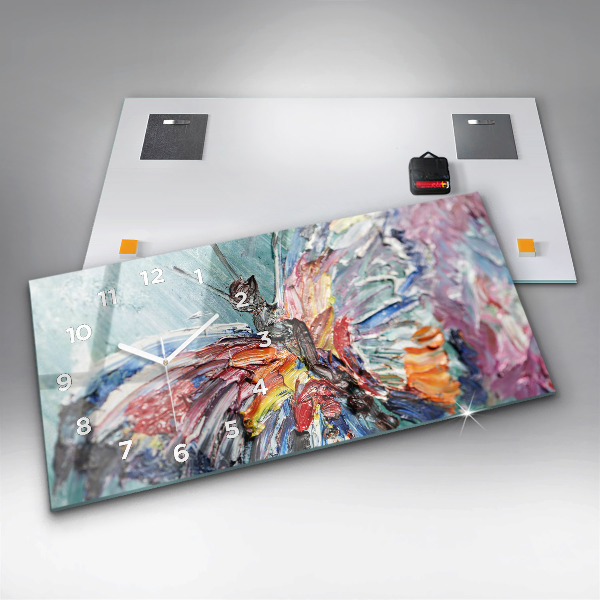 Horizontal wall clock Fragment of oil art