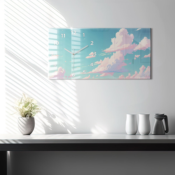 Horizontal wall clock Pastel color of the sky