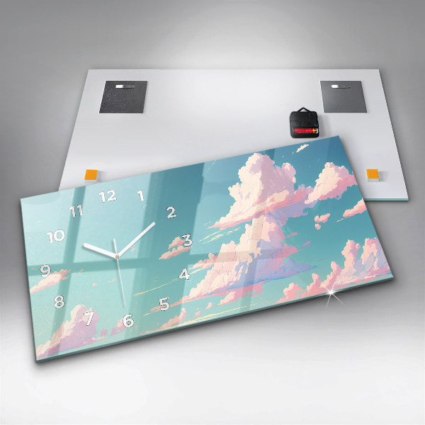 Horizontal wall clock Pastel color of the sky
