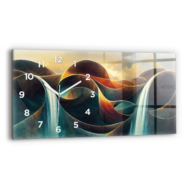 Horizontal wall clock Flowing waterfall background