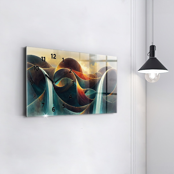 Horizontal wall clock Flowing waterfall background