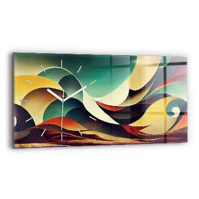 Horizontal wall clock Abstract lines background