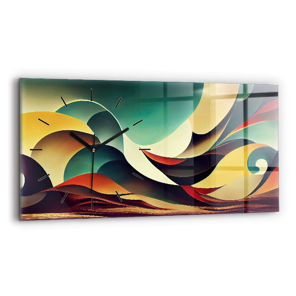 Horizontal wall clock Abstract lines background