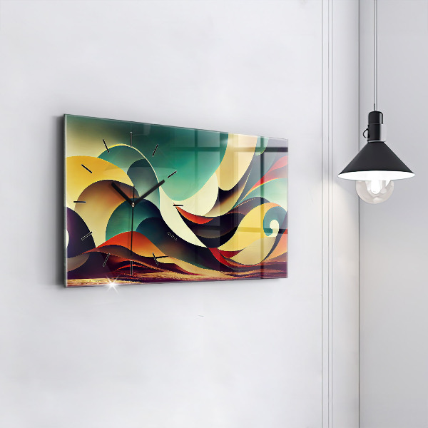 Horizontal wall clock Abstract lines background