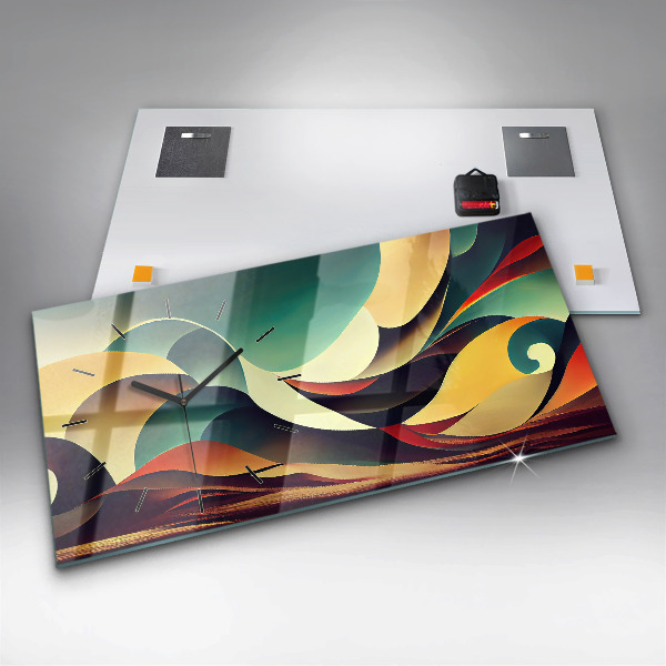 Horizontal wall clock Abstract lines background