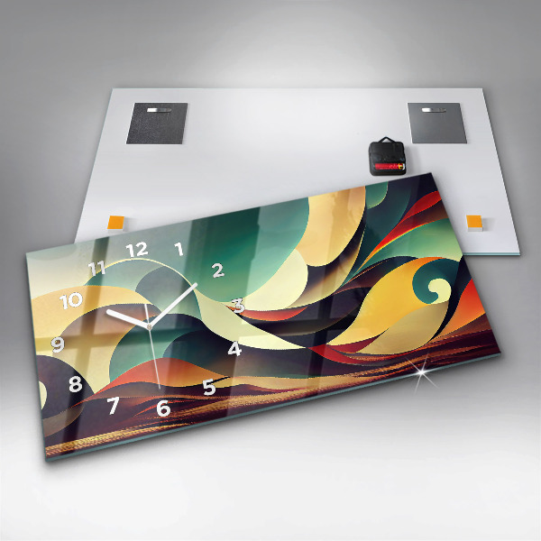 Horizontal wall clock Abstract lines background