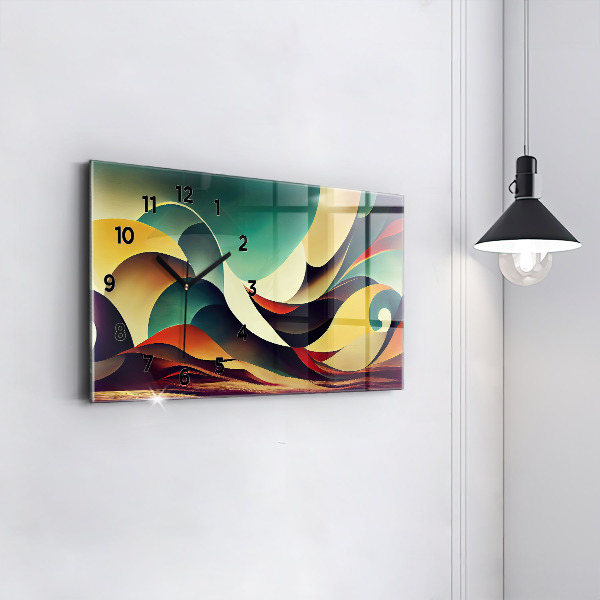 Horizontal wall clock Abstract lines background