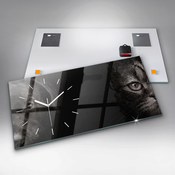 Horizontal wall clock Scottish Fold Dog and Cat