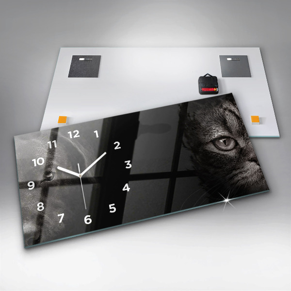 Horizontal wall clock Scottish Fold Dog and Cat