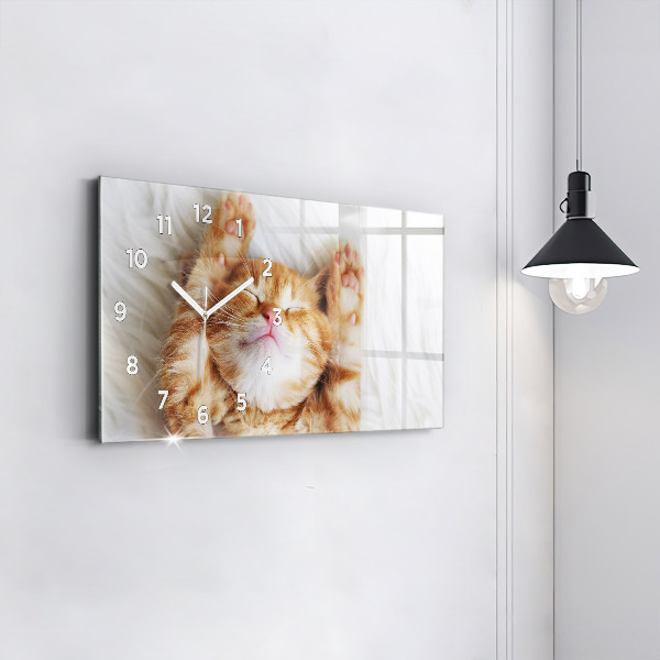 Horizontal wall clock Little Sleeping Kitten