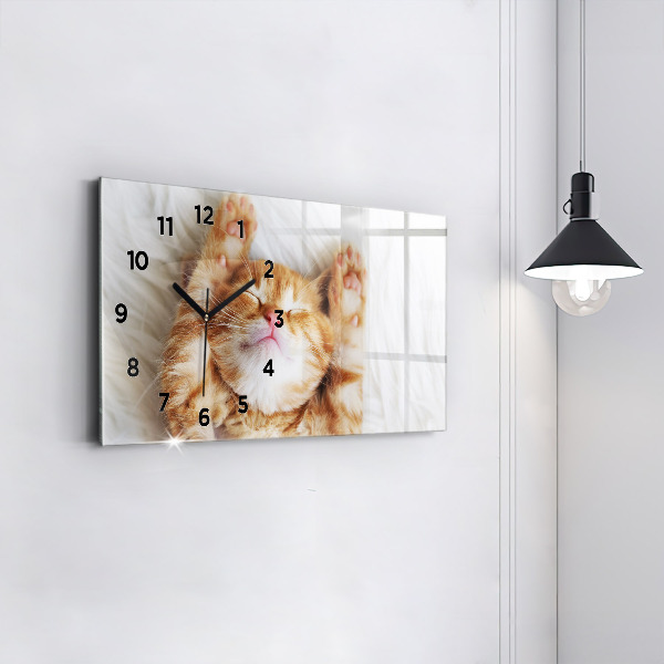 Horizontal wall clock Little Sleeping Kitten