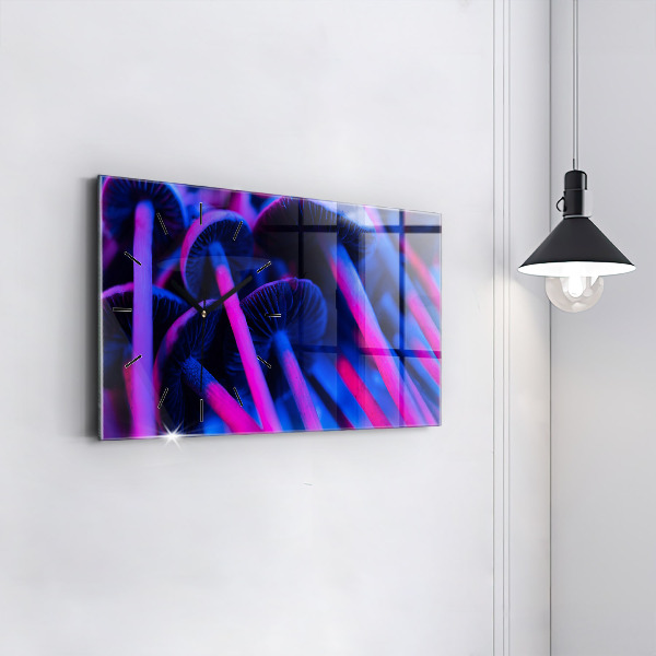 Horizontal wall clock Magic Mushrooms Colorful