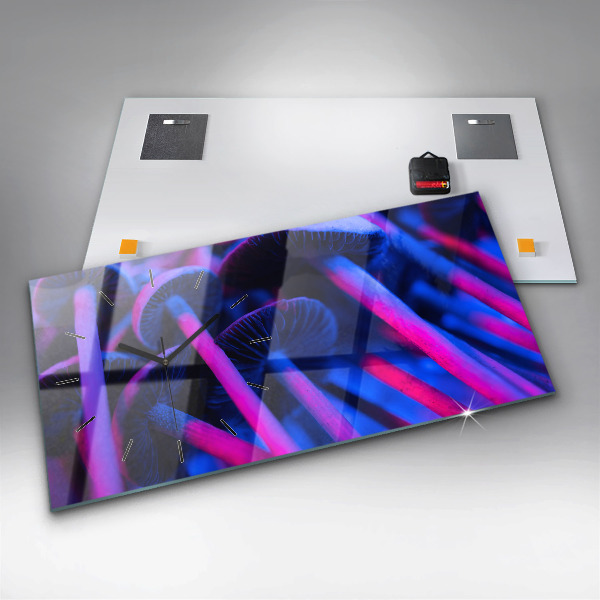 Horizontal wall clock Magic Mushrooms Colorful