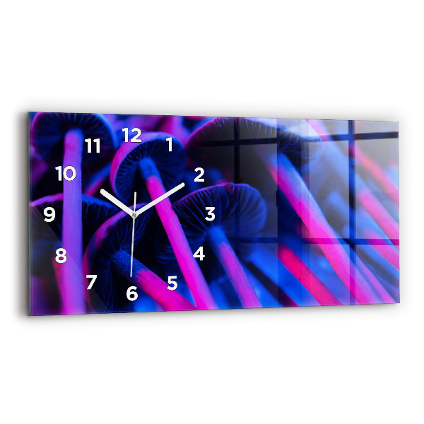 Horizontal wall clock Magic Mushrooms Colorful