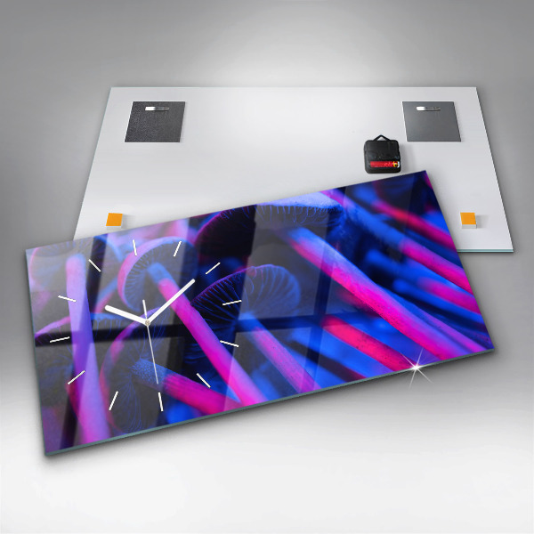 Horizontal wall clock Magic Mushrooms Colorful