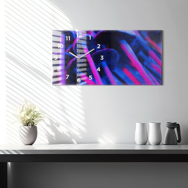 Horizontal wall clock Magic Mushrooms Colorful