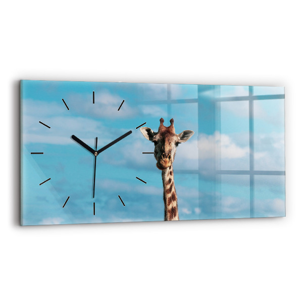 Horizontal wall clock Tall Giraffe Against Sky Background