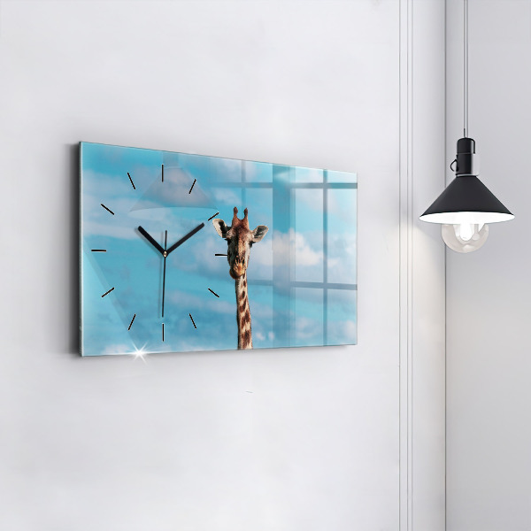 Horizontal wall clock Tall Giraffe Against Sky Background
