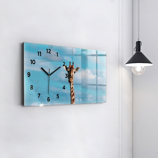 Horizontal wall clock Tall Giraffe Against Sky Background
