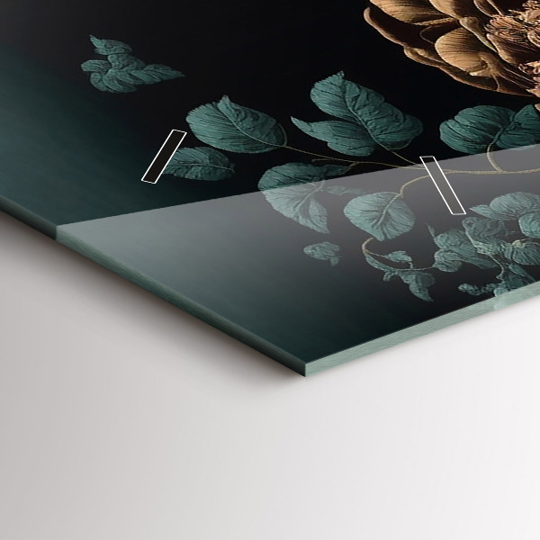 Horizontal wall clock Flower and golden butterflies