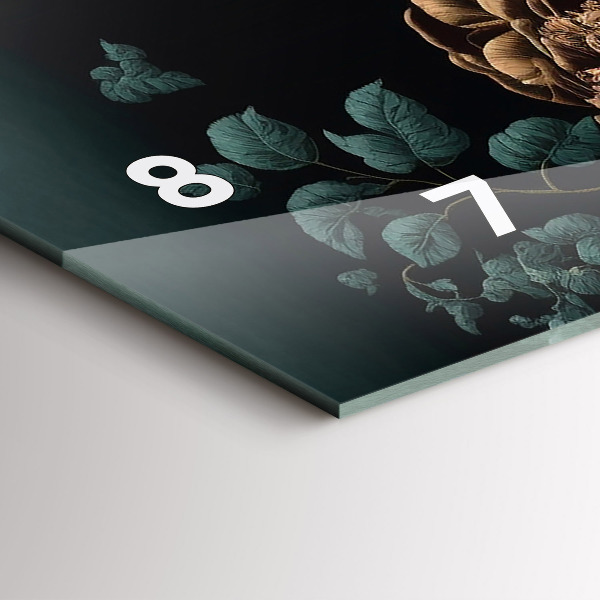 Horizontal wall clock Flower and golden butterflies