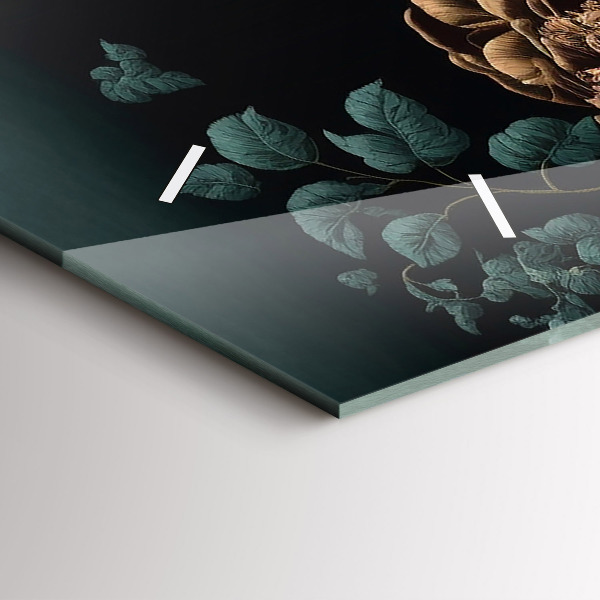 Horizontal wall clock Flower and golden butterflies