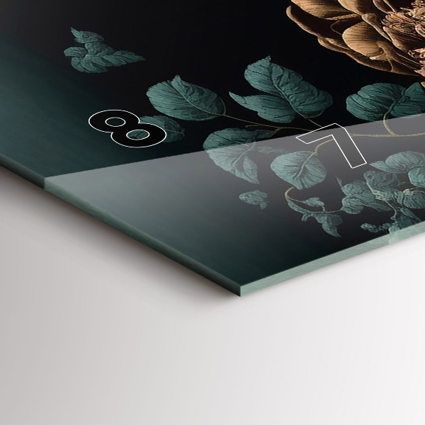 Horizontal wall clock Flower and golden butterflies