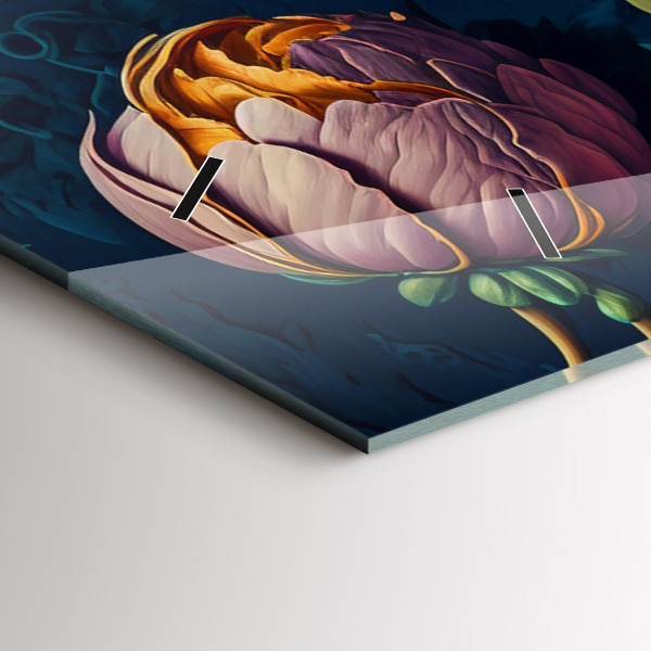 Horizontal wall clock Vintage flower bouquet