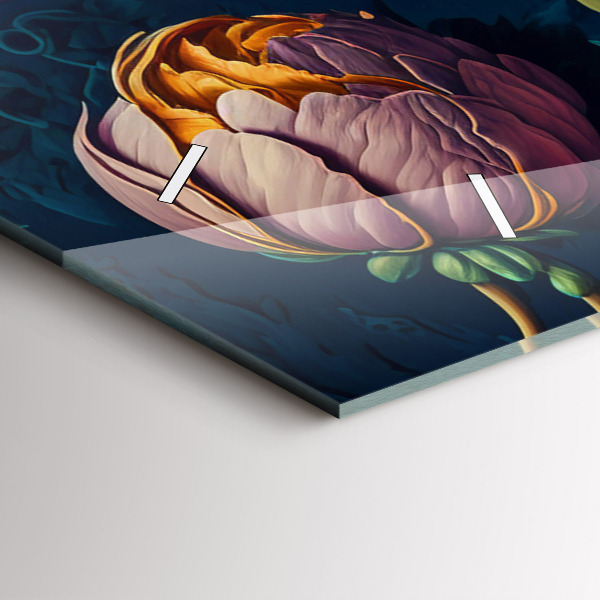 Horizontal wall clock Vintage flower bouquet