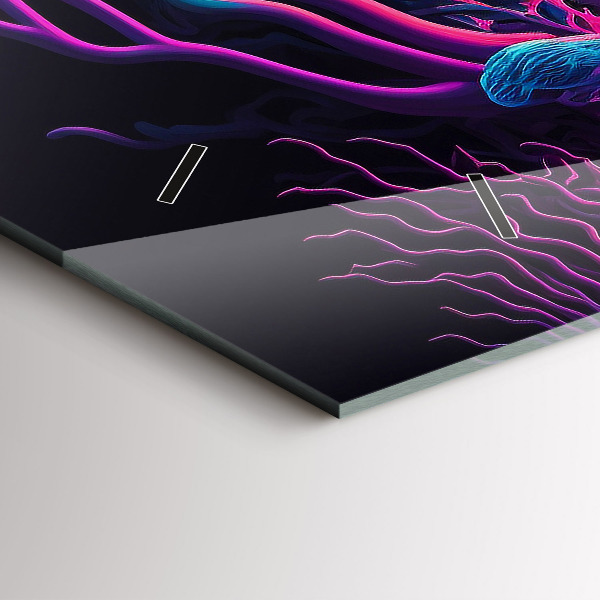 Horizontal wall clock Neon Mushrooms